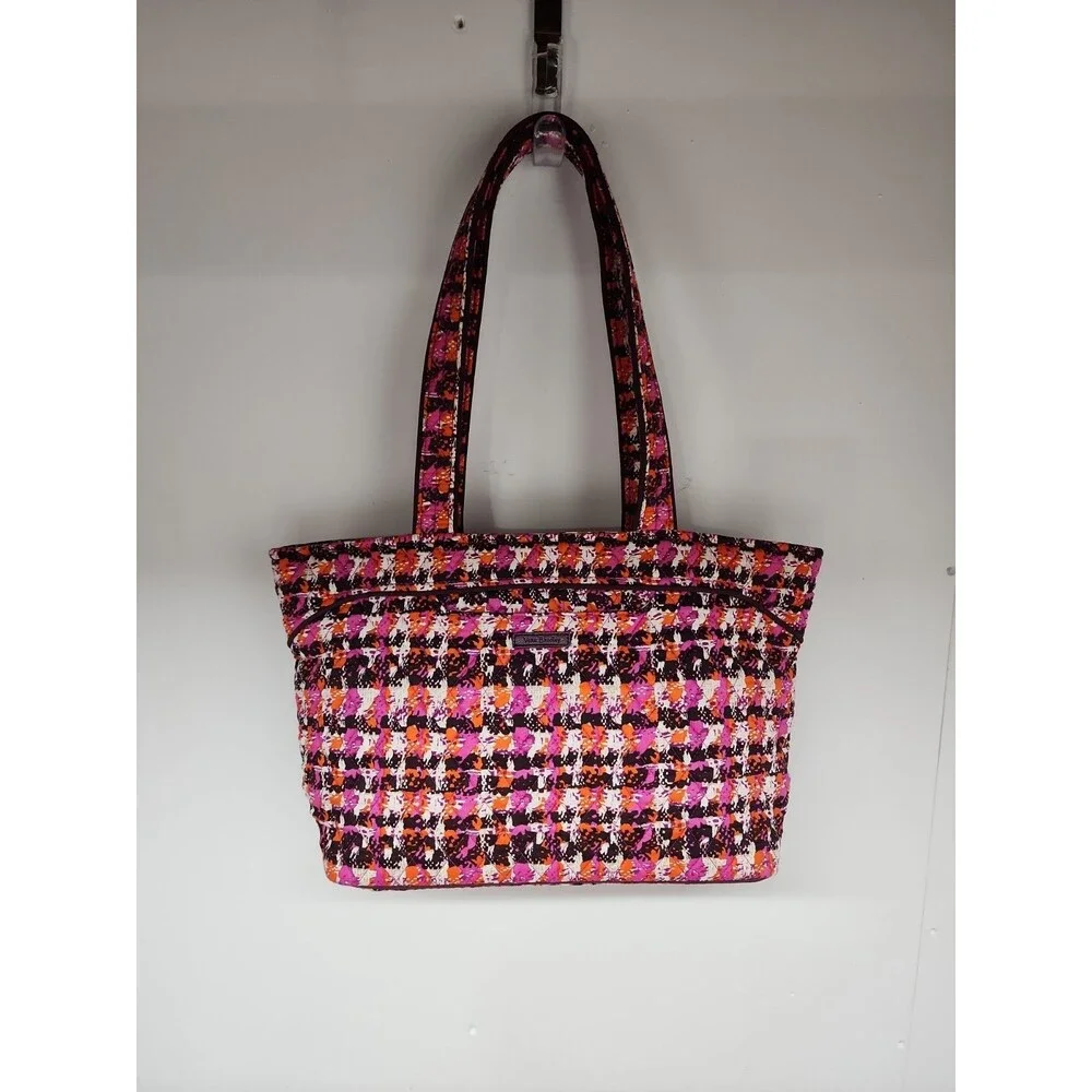 Vera Bradley Houndstooth Tweed Shoulder Tote Zip Closure Multicolor Grannycore
